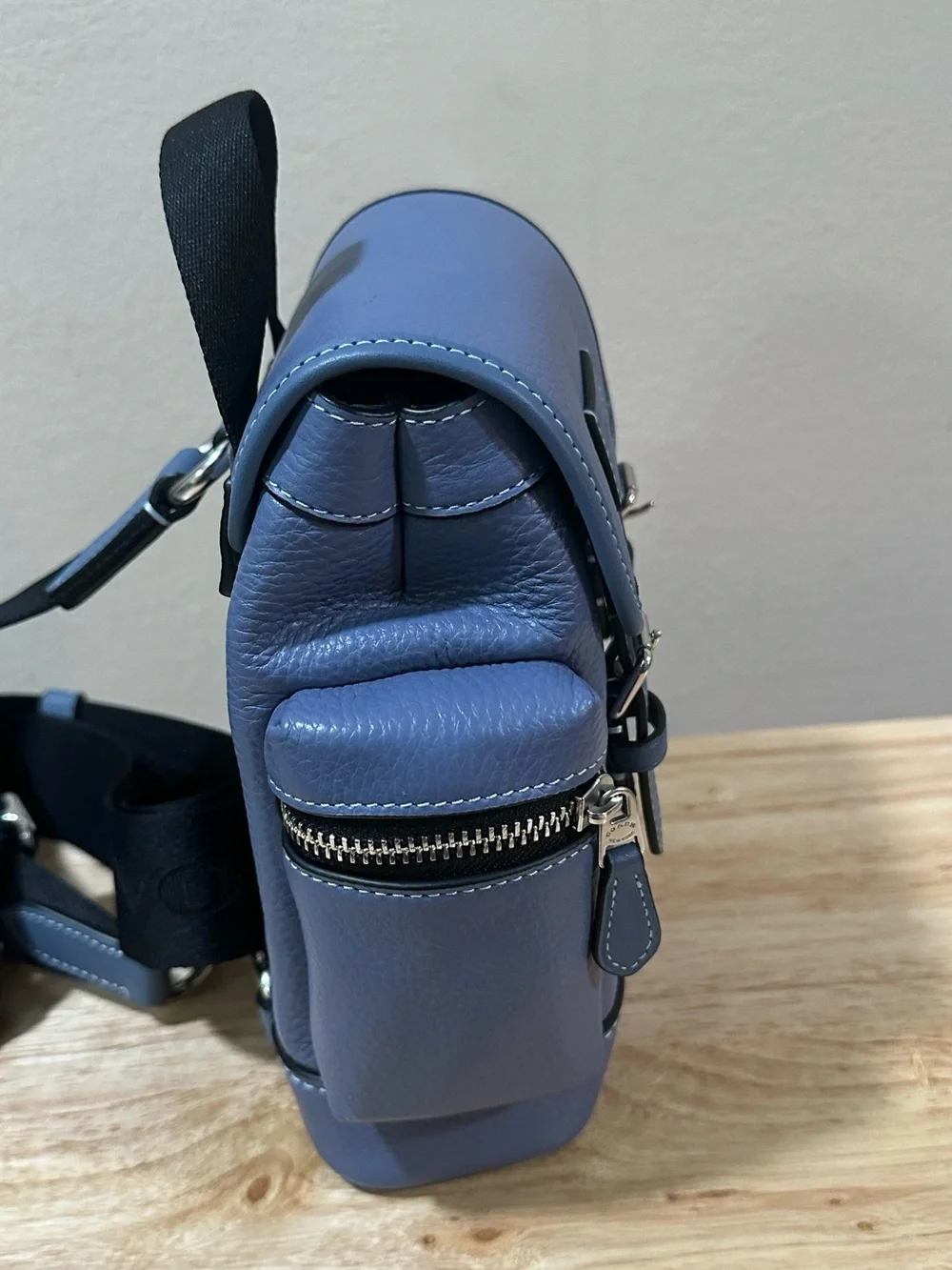 Coach Slate Blue Pebbled Leather Mini Backpack Sling